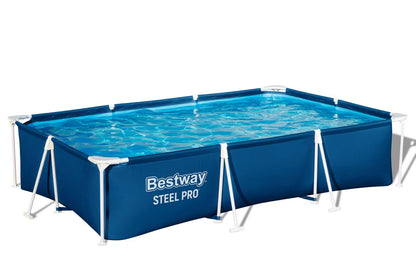 Bestway Alberca Estructural Rectangular de 300 cm x 201 cm x 66 cm con Cubierta, Filtro y Bomba Steel Pro