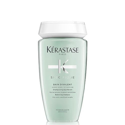 Kérastase Spécifique Bain Divalent Shampoo Antioleosidad, 250 ml | Para cabello graso, formulado con aminoácidos, vitamina B6 y mentol, reduce olores, nutre desde la raíz