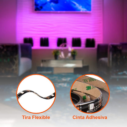 Tecnolite Tira LED RGB Bluetooth 2 Metros 4W - Luz de Colores + Blanca, Configuración mediante App móvil, Interiores, 1 Pieza