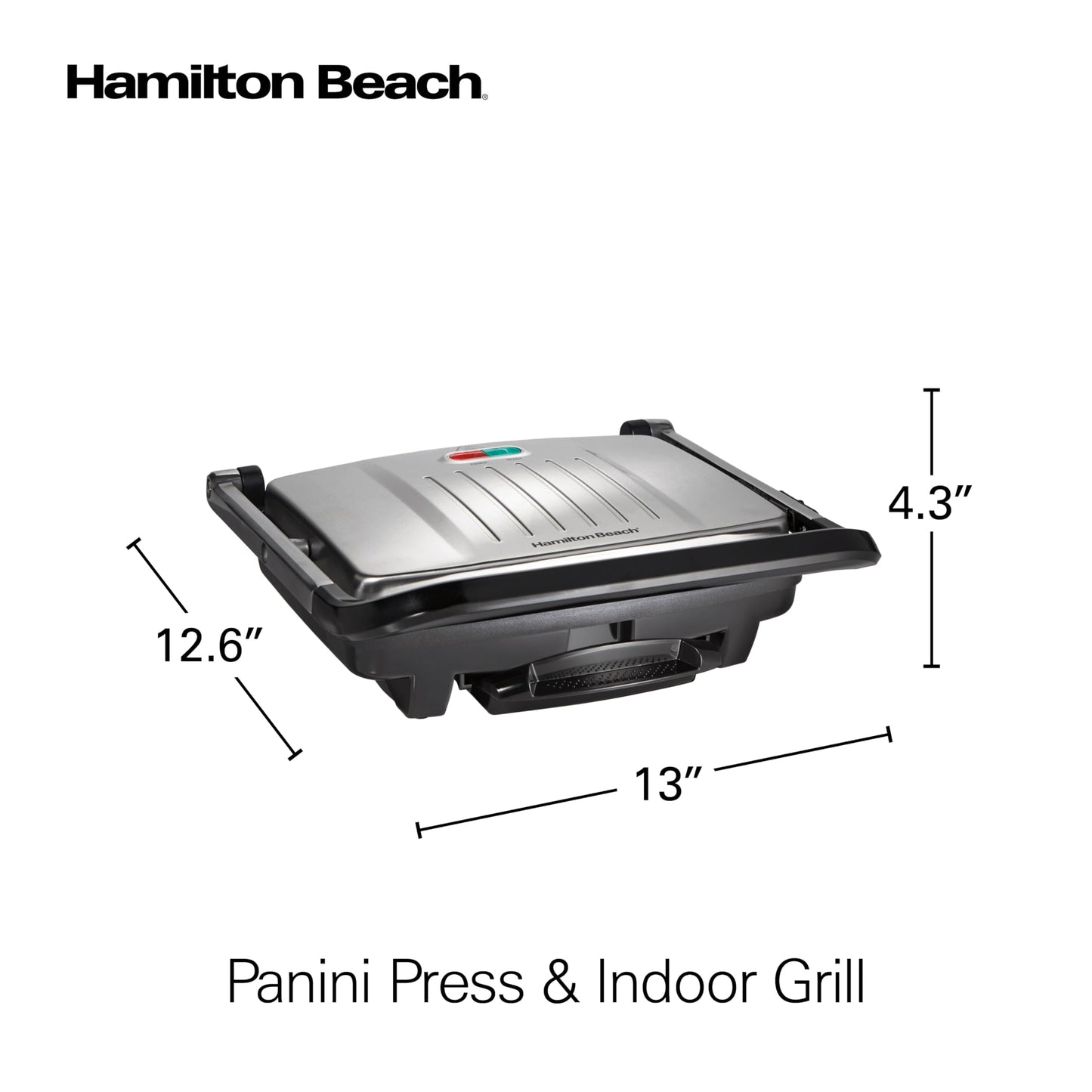 Hamilton Beach (25410) Panini Press, Sandwich Maker & Grill, Electric, 95Cooking Surface, Stainless Steel