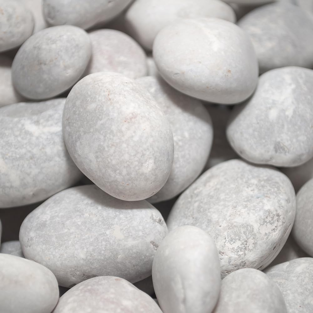 PISUMMA Piedra Bola Blanca 1" a 2" - Presentación 7 kg - Piedra Decorativa Natural para Jardín, Macetas, Peceras y Paisajismo