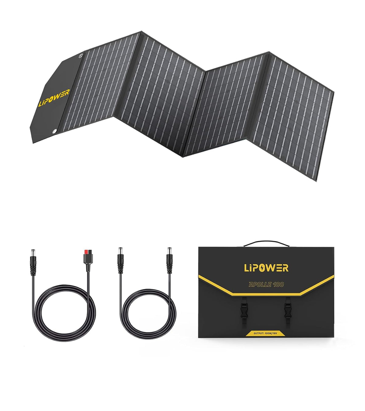LIPOWER 100W Portable Solar Panel 18V for 300W/ 500W/ 1000W Power Generator, Foldable Solar Charger for PA300/ SOL500/ MARS-1000, with USB, Type-C PD Output, for Camping Van RV Power Outage