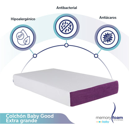 MEMORY FOAM BABY | Colchón de Cuna Para Bebé Baby Good – Firmeza Media/Suave - 140 x 95 x 15 cm – Hecho de Espuma de Poliuretano