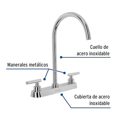 Foset Tubig TBF-82, Mezcladora para fregadero, manerales palanca, cromo