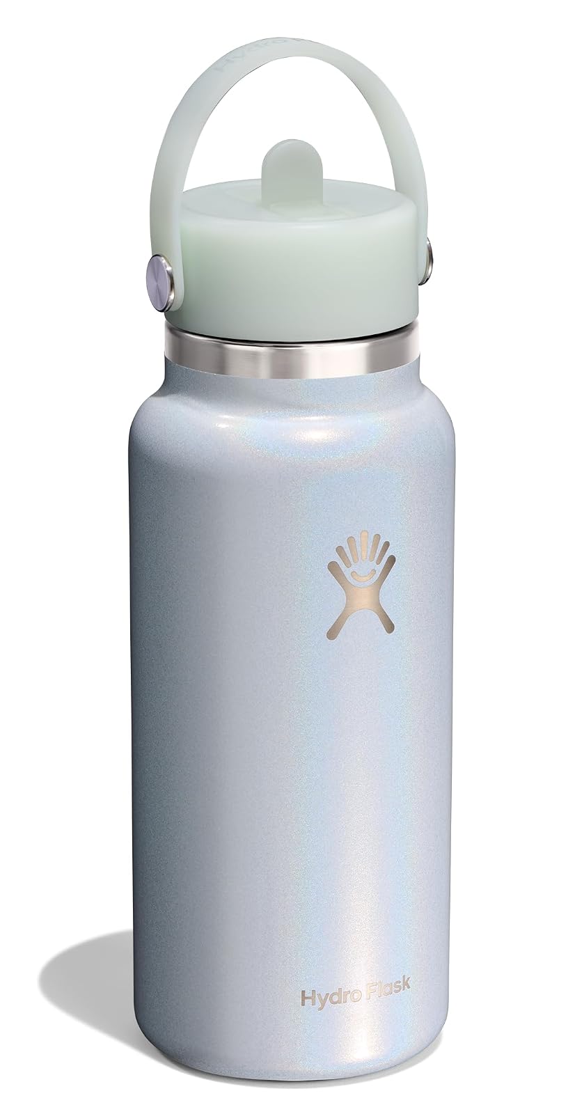 HYDRO FLASK - Botella de agua aislada de acero inoxidable – Tapa de paja flexible de boca ancha, no derrama, a prueba de fugas y recargable en color azul brillante de 32 onzas