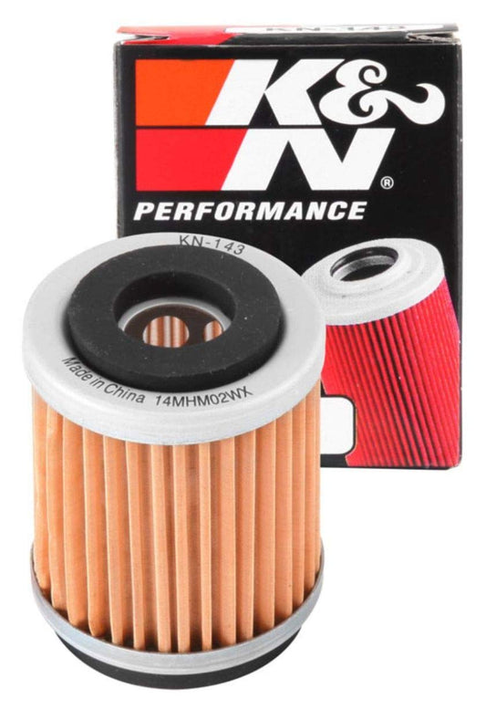 K&N Filtro de Aceite para Motocicleta Alto Rendimiento Premium Compatible con Yamaha KN-143, Negro/Rojo