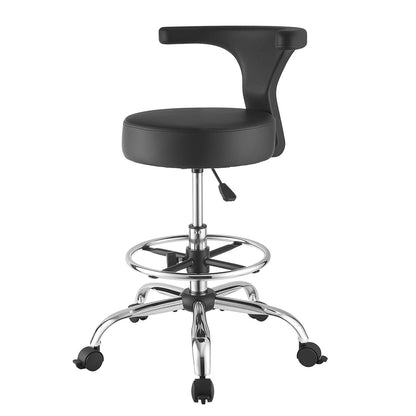 VEVOR Taburete Giratorio de Trabajo, Taburete con Respaldo Reposapiés y Ruedas, Ajustable 54-70 cm, Giro 360°, Capacidad de Carga 226,8 kg, Asiento Ergonómico Acolchado, Silla para Oficina Clínica