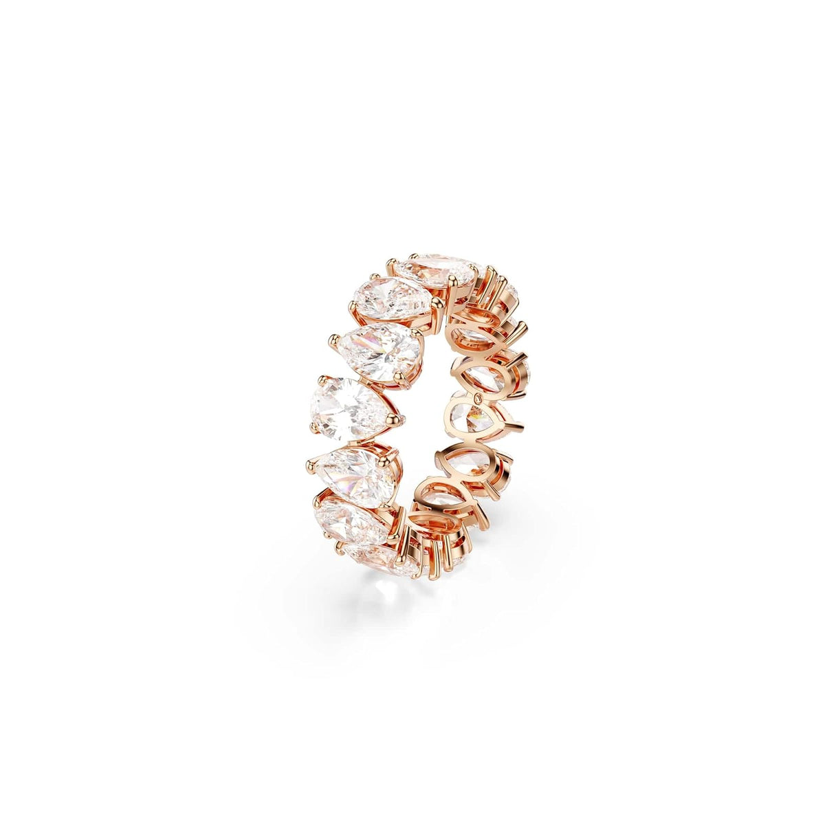 Swarovski Anillo Matrix Vittore, Talla pera, Blanco, Acabado tono oro rosa