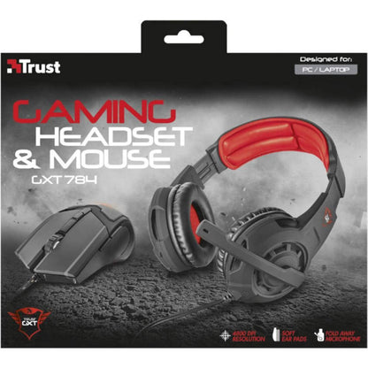 Trust 21472 Auriculares y Mouse gxt 784 Negros, Color Pack of/Paquete de 1