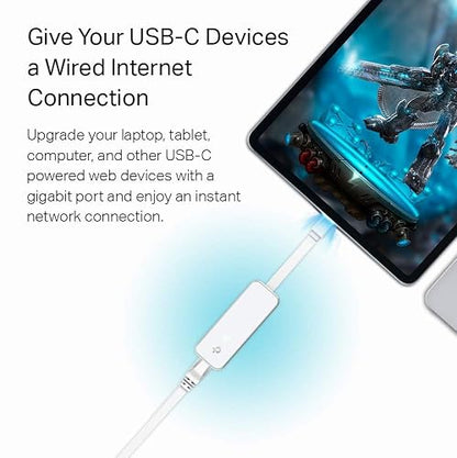 TP-Link UE300C, Adaptador de Red USB Type-C a Ethernet RJ45 LAN Gigabit,1000Mbps, Compatible con Windows 11/10/8.1/8, macOS, iPadOS, Chrome OS y Linux OS