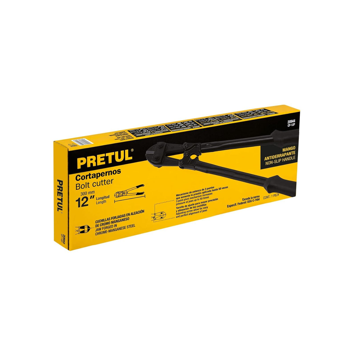 Pretul CP-12P, Cortapernos de mango tubular, en acero al cromo molibdeno, 12"