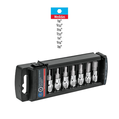 Truper JPH-3/8X7P, Juego de dados, punta hexagonal, cuadro 3/8", 7 piezas