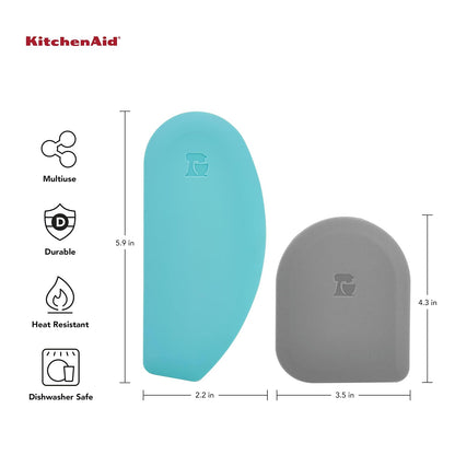 KitchenAid Gourmet - Rascador para cuencos, juego de 2 unidades, color gris aguamarina