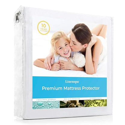 Linenspa - Protector de Colchón King Impermeable - Tela Suave y 100% Impermeable - Hipoalergénico y Transpirable - Protege Contra Manchas y Gérmenes