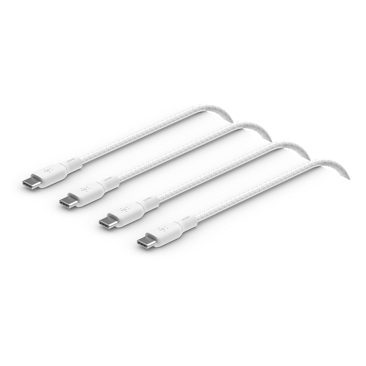Belkin - Cable USB C a USB C, paquete de 2 unidades, 6.5 pies, 100 W, cargador tipo C, cable de cargador para iPhone, suave, trenzado, flexible para iPhone 16, Galaxy S25, Pixel 9, Airpods, iPad Pro