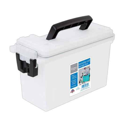 Logix 12535 - Organizador translúcido para manualidades, organizador y almacenamiento de suministros de arte, organización de suministros escolares con cerradura, resistente a la humedad, fabricado en