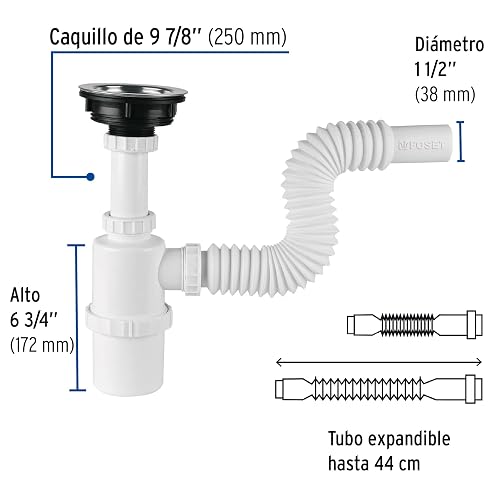 Foset CE-292, Céspol bote p/fregadero c/contracanasta, polipr, 1-1/2"