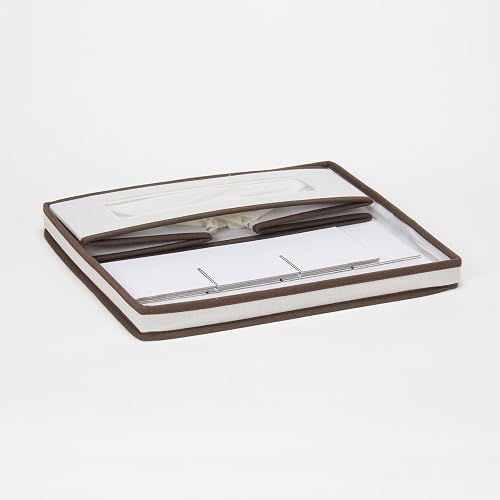 Household Essentials – Baúl de almacenaje, Lona Natural con Detalle marrón, Almacenaje, Ivory