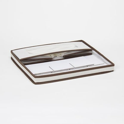 Household Essentials – Baúl de almacenaje, Lona Natural con Detalle marrón, Almacenaje, Ivory
