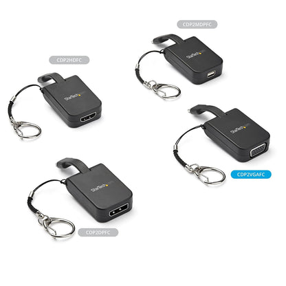 StarTech.com Compact USB C to VGA Adapter - 1080p USB Type-C to VGA Video Display Converter with Keychain Ring - Active USB-C DP Alt Mode to VGA Monitor Dongle - Thunderbolt 3 Compatible (CDP2VGAFC)