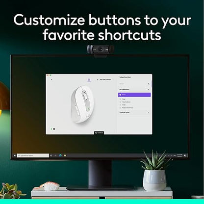 Logitech Signature M650 Mouse inalámbrico - para Manos pequeñas y Medianas, 2 años de batería, Clicks silenciosos, Botones Personalizables, Bluetooth, PC/Mac/multidispositivo/Chromebook - Blanco