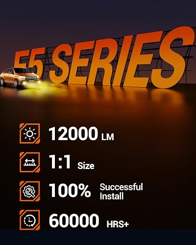 SEALIGHT H11/H8/H16 Bombillas LED Antiniebla Amarillas 12000LM 3000K, Instalación Plug-N-Play, 2 Piezas