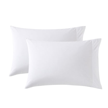 Nautica Juego de Fundas de Almohada de Percal - Rayas Rojas - Pillowcase Set - Blanco Sólido