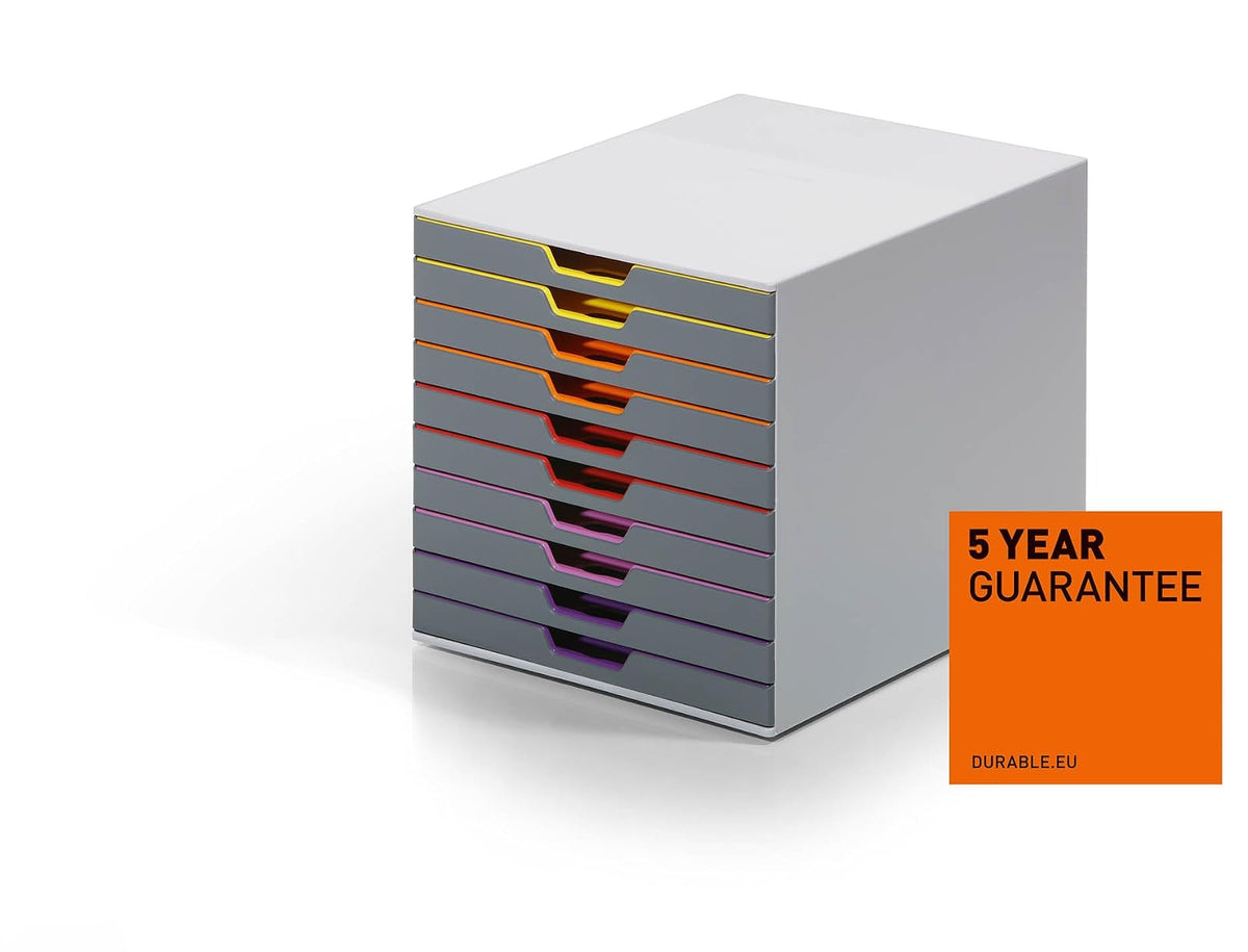 DURABLE VARICOLOR 10, Desk Storage Box, Gray & Multicolor (761027)
