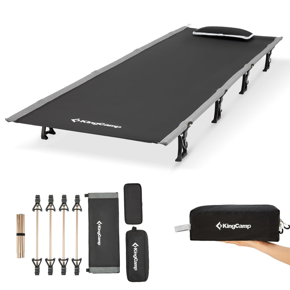 KingCamp - Cuna de Camping, Plegable, portátil, Resistente, Ultraligera, para Adultos, Tienda de campaña, Senderismo, mochilero, Viajes, Interior, Exterior, Interior, Interior, Interior, Campamento