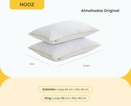 Nooz Almohadas Original Pack de 2 Estándar Suaves Esponjosas Mantienen su Forma Durables Soporte Ligero