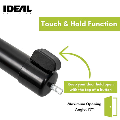 Ideal Security 9700 Heavy Touch & Hold Storm y Cierrapuertas de visualización, 11.5 pulgadas, negro