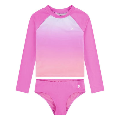 Hurley Traje de Baño de 2 Piezas Manga Larga para Niña - 3 Años - Rosa (China rose)