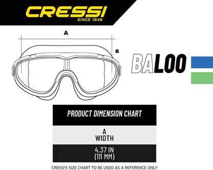 Cressi Wide View Swim Mask for Kids Aged 2, 3, 4, 5, 6, 7 Years Old - Baloo Made in Italy