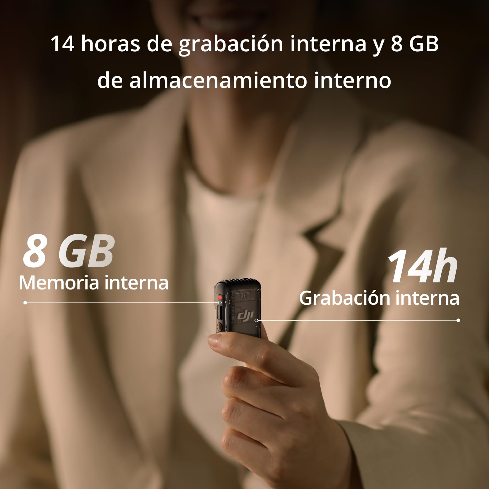 dji Mic 2 Transmisor (Shadow Black), micrófono inalámbrico y lavalier con cancelación de Ruido Inteligente, 14 Horas de grabación Interna, 6 Horas de batería, fijación magnética, Bluetooth, Vlogs