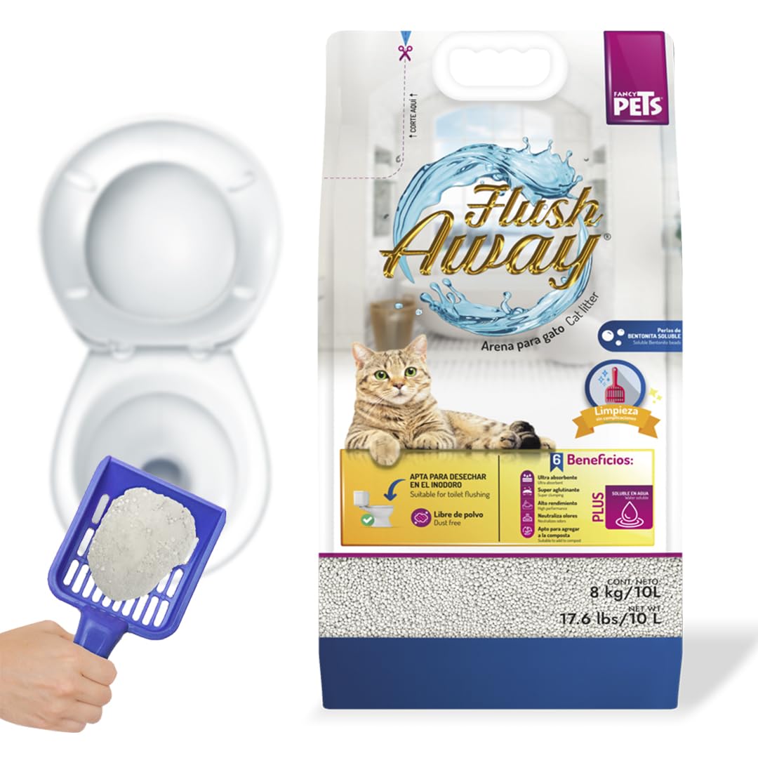 Fancy Pets Arena de Bentonita Desechable en Inodoro para Gatos - 8KG