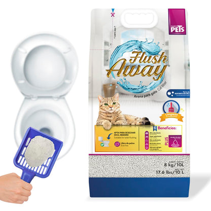 Fancy Pets Arena de Bentonita Desechable en Inodoro para Gatos - 8KG