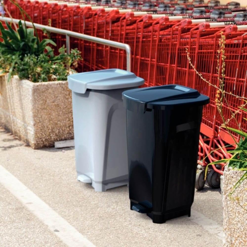 TRAMONTINA - Basurero T-Force, Contenedor de Cocina, de Polipropileno Inyectado en Color Negro, con Abertura de Pedal, Capacidad de 50 L