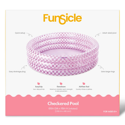 Funsicle - Piscina Inflable a Cuadros Redonda de 66 x 18 Pulgadas para Piscina sobre el Piso, tamaño Adulto