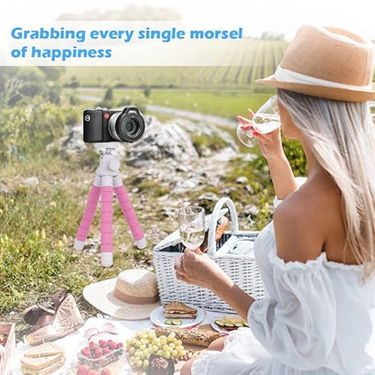 UBeesize Trípode teléfono móvil, trípode portátil y Flexible con Control Remoto inalámbrico y Clip, Soporte para teléfono móvil para grabación de Video (Rosa)