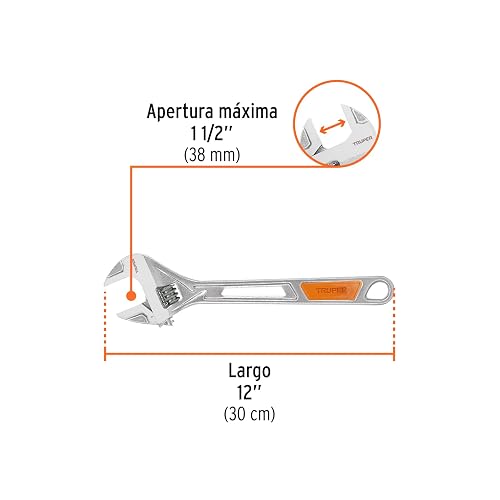 Truper PET-12X, Perico, mango comfort grip, cromado 12"