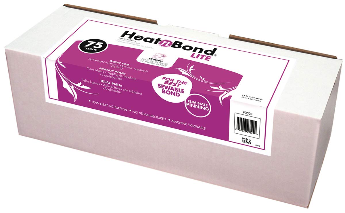 HeatnBond Lite - calcomanía termoadhesivo para planchar, 17 pulgadas x 75 yardas, color blanco