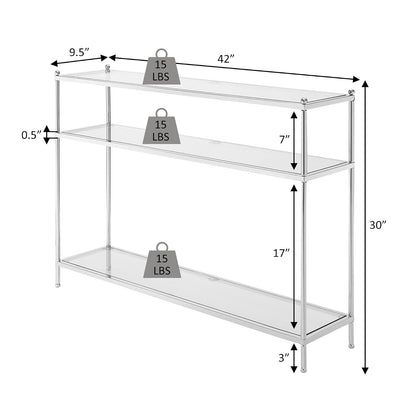 Convenience Concepts Royal Crest - Mesa Consola de Vidrio Transparente/Dorado