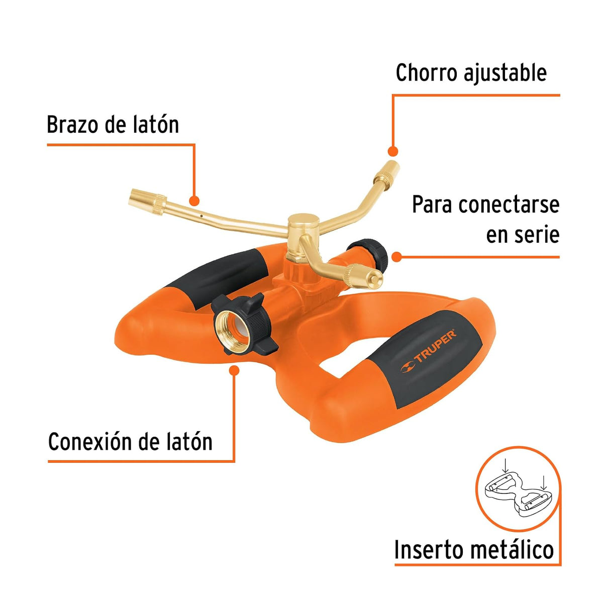 Truper ASP-B3, Aspersor tres brazos, base plástica