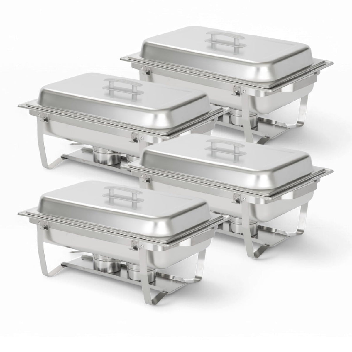 Alpha Living 70012 - Juego de 2 calentadores de alimentos (chafing dish) de acero inoxidable, 8 qt - Mango gris alpino