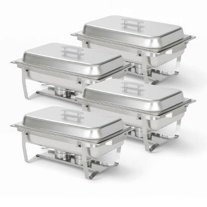 Alpha Living 70012 - Juego de 2 calentadores de alimentos (chafing dish) de acero inoxidable, 8 qt - Mango gris alpino