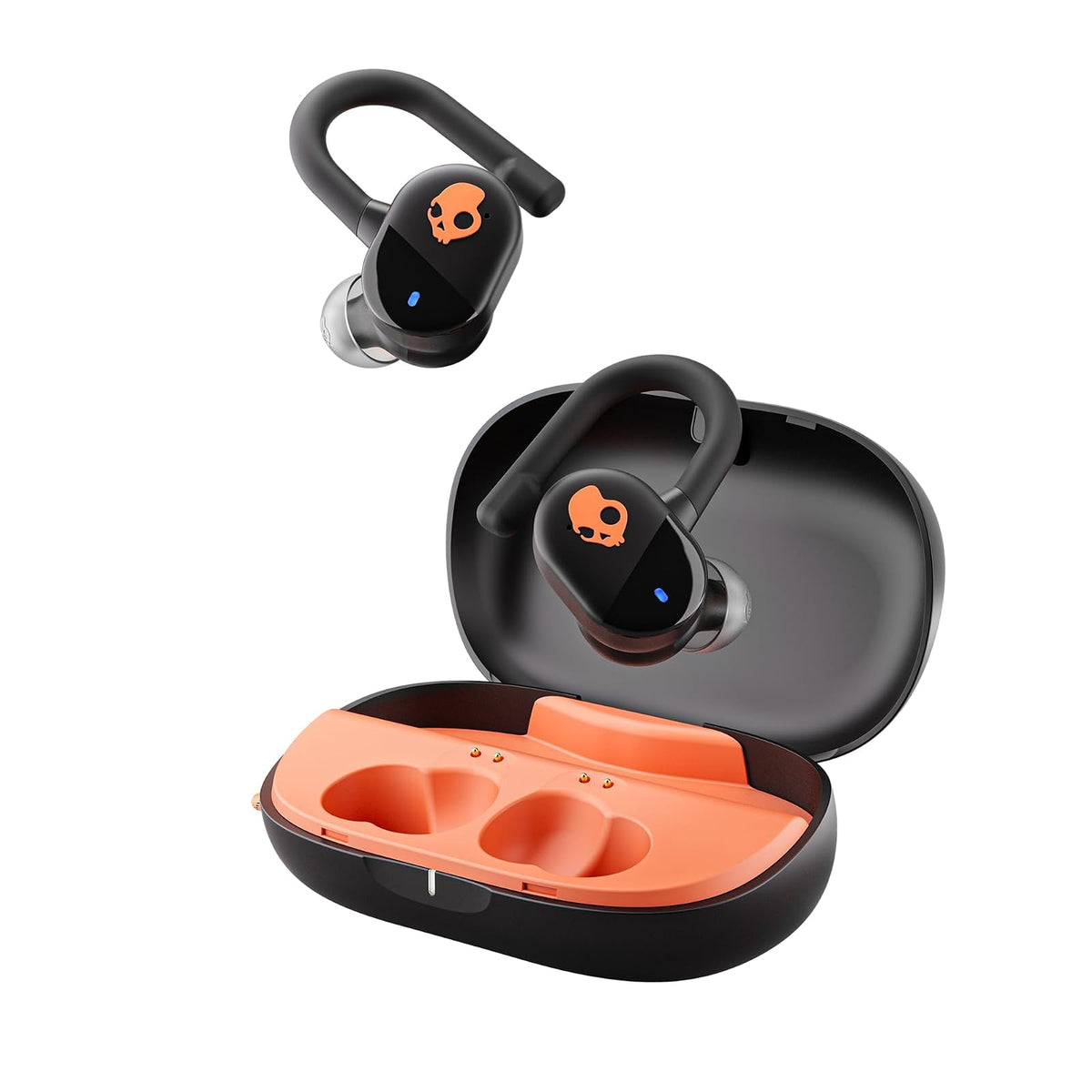 Skullcandy Push Active Audífonos In-Ear Inalámbricos, Resistentes al Agua - Negro - Naranja - Push Play Active