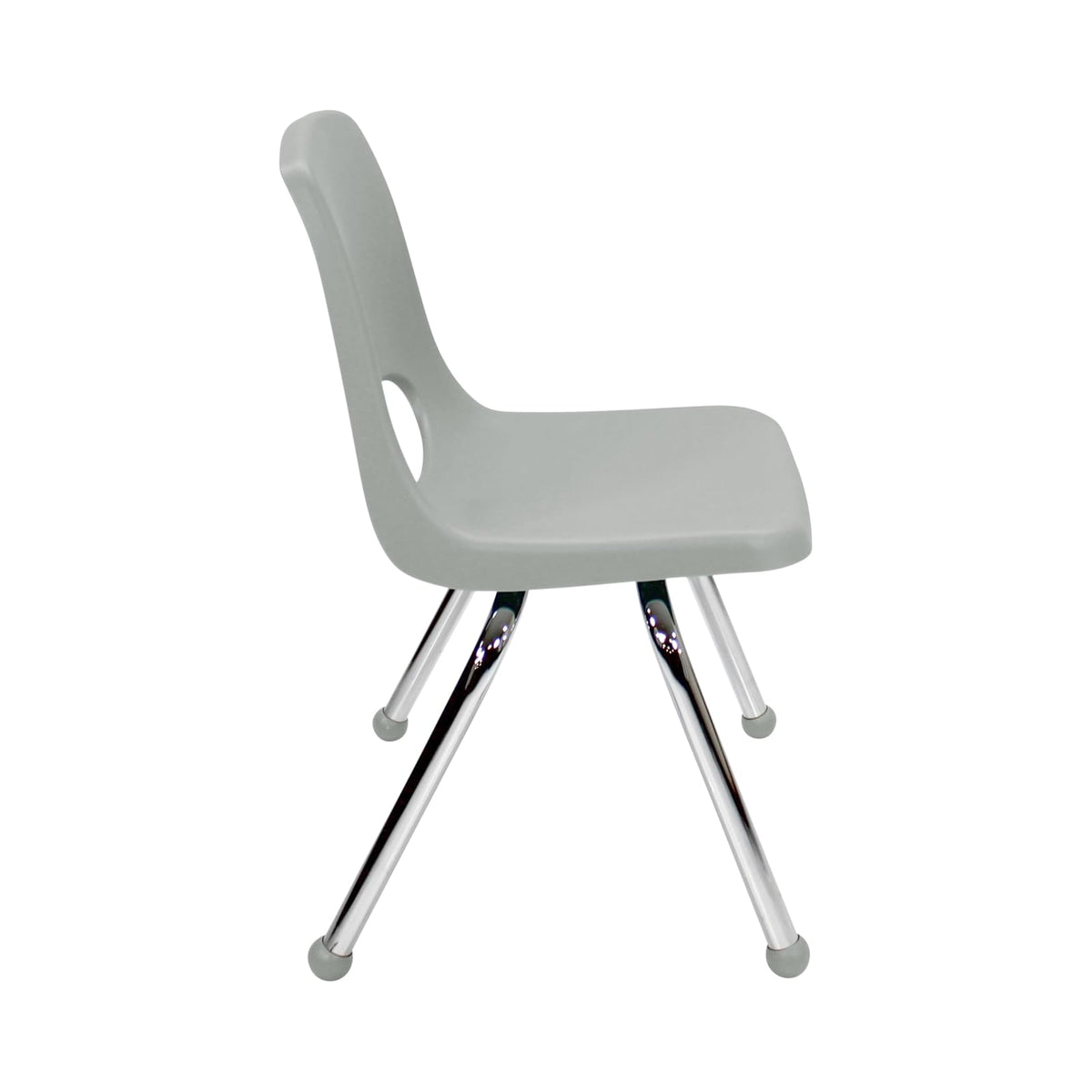FDP - Silla escolar de 14 pulgadas, asiento apilable para estudiantes con patas de acero chapado en cromo y deslizamientos de bola; para aprendizaje en casa o aula, color gris claro (paquete de 6
