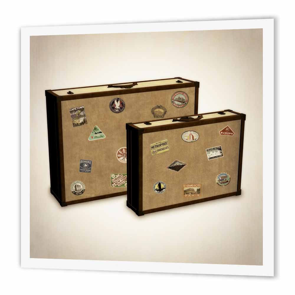 3dRose HT_180530_3 Un par de Maletas de Viaje clásico con Pegatinas de Viaje para Transferencia de Calor, 25,4 x 25,4 cm, para Material Blanco