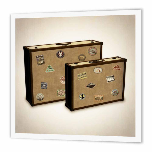 3dRose HT_180530_3 Un par de Maletas de Viaje clásico con Pegatinas de Viaje para Transferencia de Calor, 25,4 x 25,4 cm, para Material Blanco