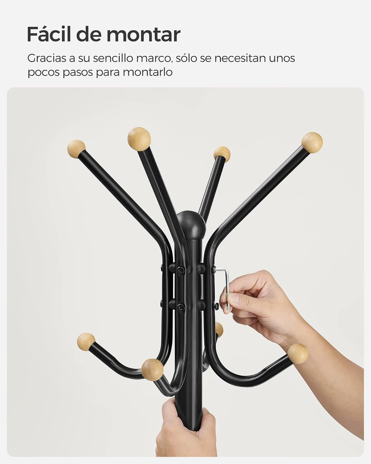 SONGMICS Perchero de Pie de Metal con 12 Ganchos y 4 Patas, Para Ropa, Sombreros y Bolsos, 56.5x56.5x180.1 cm MRCR031B01